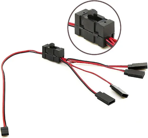Vista 3 de 1/10 RC Car Crawler Cable de luz LED de 4 vías con interruptor de controlador Y Cable Modelo de coche DIY Reemplazo para TRX-4 SCX10 1/10