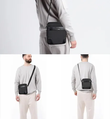 Vista 7 de iKammo Bolso cruzado pequeño para hombre, bolso de hombro tipo mensajero, bolso lateral de viaje, cartera para hombre