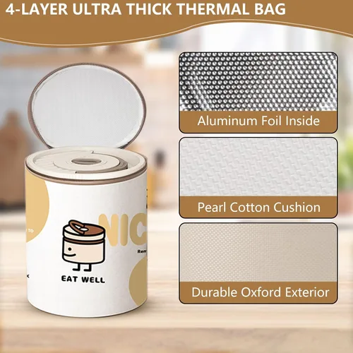 Vista 5 de Bento Box - Lonchera redonda apilable para mujeres (15.2 fl oz y 20.3 fl oz) con bolsa de transporte aislada, insertos extraíbles de acero