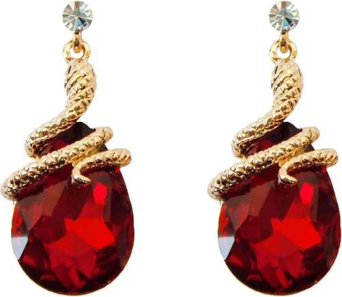 Vista 42 de Navachi Pendientes colgantes de gota de serpiente con forma de pera multicolor de cristal chapado en oro de 18 quilates