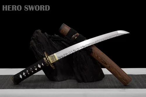 Vista 5 de Hecho a mano Damasco Acero Martillo Patrón Hoja Tanto Sharp Samurai Japonés Espada Corta Dragón Cuchillo Arma Real