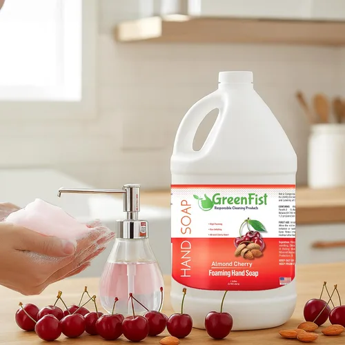 Vista 3 de Recargas de jabón de manos con espuma GreenFist Aroma a Almendra y Cereza Botella de espuma fabricada en EE. UU., 128 onzas (1 galón)