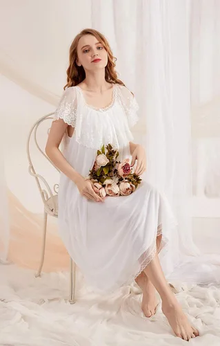 Vista 5 de Sharebeauty Camisón estilo palacio victoriano vintage súper suave modal viscosa rayón