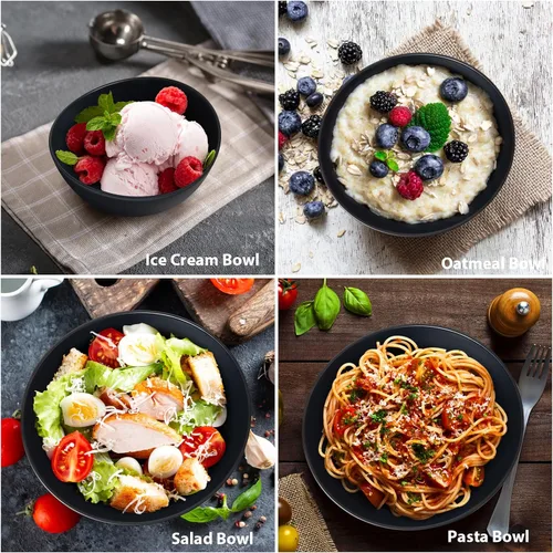 Vista 3 de Juego de 6 lazos de fibra de bambú de 6.2 pulgadas, cuencos de sopa de 24 onzas para servir ensalada, aperitivos, guarniciones, cuencos modernos