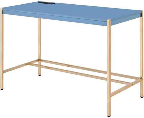 Vista 10 de Acme Midriaks - Escritorio de madera con puerto USB en azul y dorado