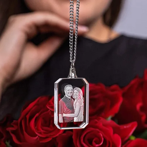 Vista 4 de ArtPix 3D Foto de cristal, Collar personalizado de Navidad, Regalos de Navidad personalizados para mamá, mujeres, esposa, para ella, abuela, grandes