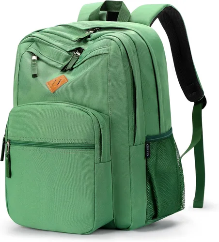 Vista 37 de ZORFIN - Mochila de 26 litros para la escuela, universidad y viajes, impermeable, con 8 compartimentos, Verde militar, Moderno
