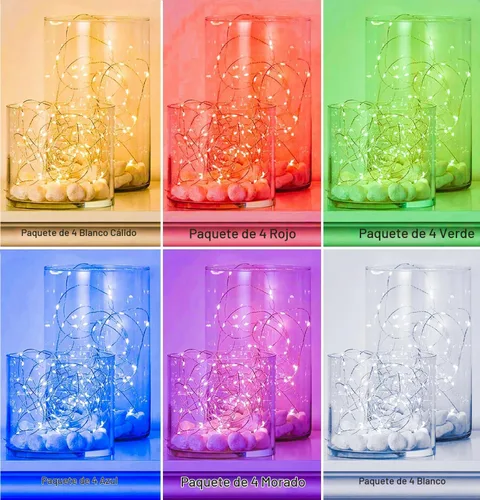Vista 2 de Ineximun Paquete de 24 Luces LED de Hadas Operadas por Batería 7 Pies 20 LED Blanco Cálido Mini Luces de Cadena Impermeables Luces de Navidad