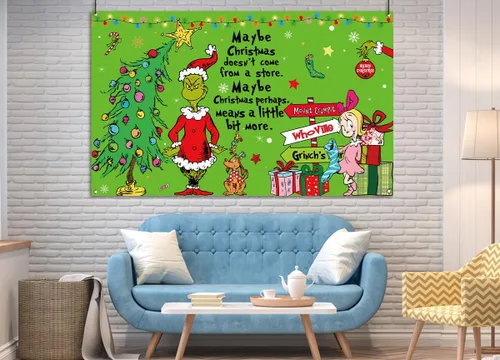 Vista 4 de Nepnuser Telón de fondo de cabina de fotos de Feliz Navidad, elfo verde, decoraciones de Navidad, suministros de fiesta de invierno, decoración