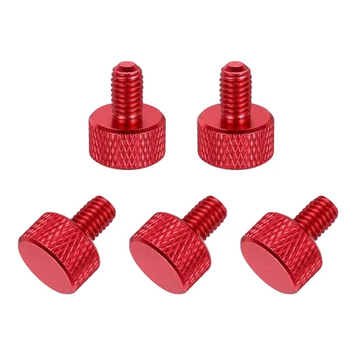 Vista 130 de MECCANIXITY 5 piezas M6x14mm Tornillos de pulgar estriado de cabeza plana, pernos de rosca completa de aleación de aluminio sólido para carcasas