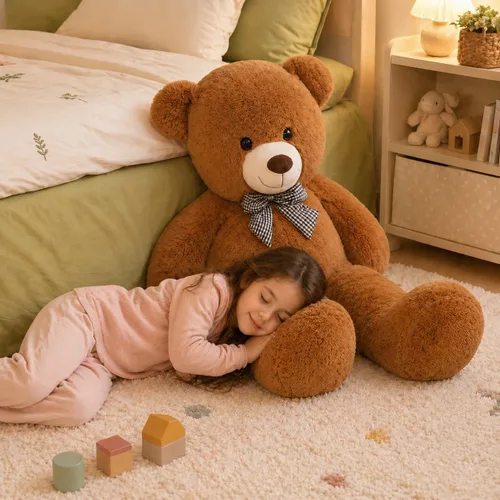 Vista 8 de Oso de peluche gigante de 47 pulgadas, animal de peluche marrón grande de 4 pies, oso de peluche de chocolate suave, regalos para novias, niños