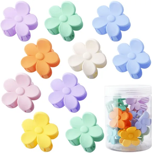 Vista 9 de Pinzas para el cabello pequeñas y lindas con flores para accesorios para el cabello, pinzas para el cabello para mujeres y niñas, color crema, 10