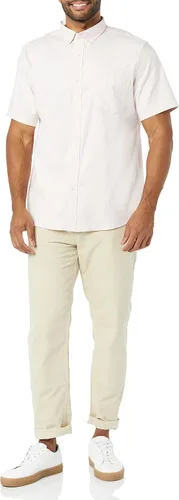 Vista 3 de Tienda Essentials Camisa Oxford elástica de manga corta ajustada con bolsillo para hombre