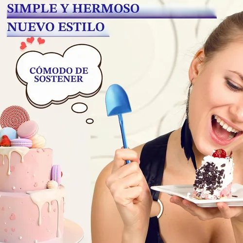 Vista 5 de OaaXbbECco Cucharas de postre plásticas desechables lindas de la forma de la pala de la novedad