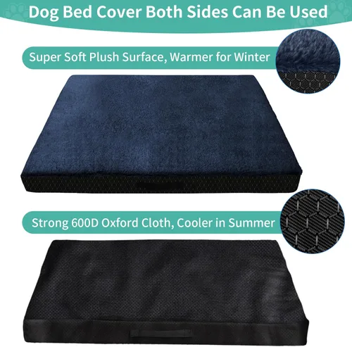 Vista 4 de COSHNIBI Fundas de cama de repuesto lavables para perro, fundas de cama impermeables, repuesto de felpa suave con cremallera y extraíbles para Azul