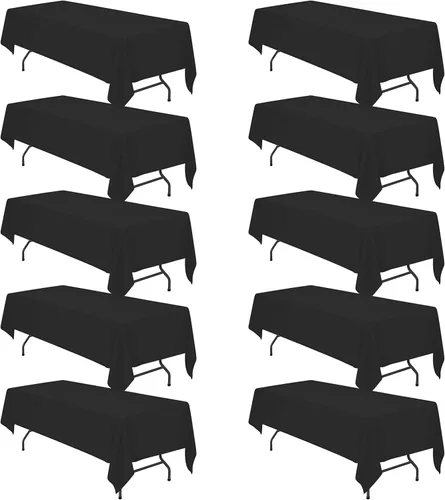 Vista 17 de BRILLMAX - Manteles para mesa rectangular de 6 pies, tela de lino de poliéster, lavable, para boda, recepción, banquete, fiesta de cumpleaños, 60 x