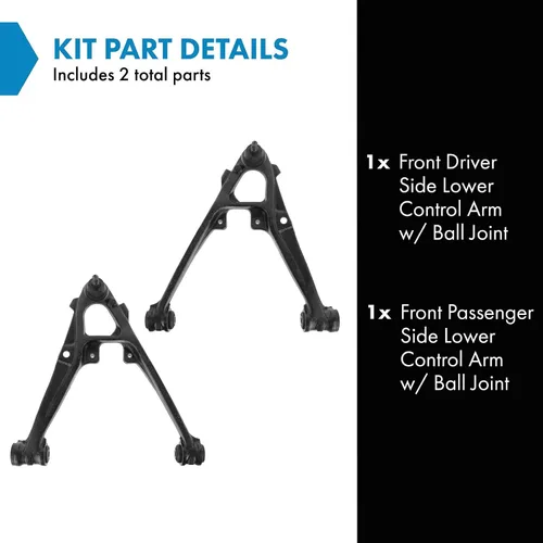 Vista 412 de Conjunto de Brazo de Control Inferior Delantero y Junta Esférica TRQ para Lado del Conductor y del Pasajero 2 Piezas Compatible con Ford Mustang GT