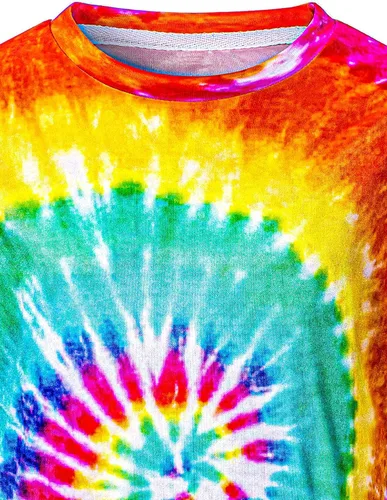 Vista 7 de Disfraz hippie para hombre Momen 60s 70s playera colorida 5 piezas accesorios para fiesta temática