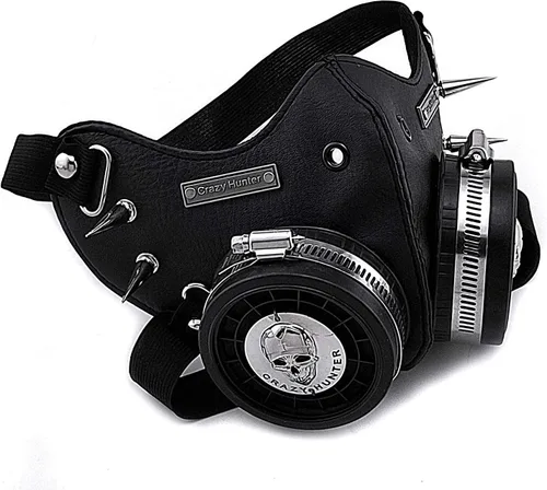 Vista 2 de Máscara Steampunk para Cosplay, Máscara de Cráneo, de Cuero Gótico para Hombres/Mujeres