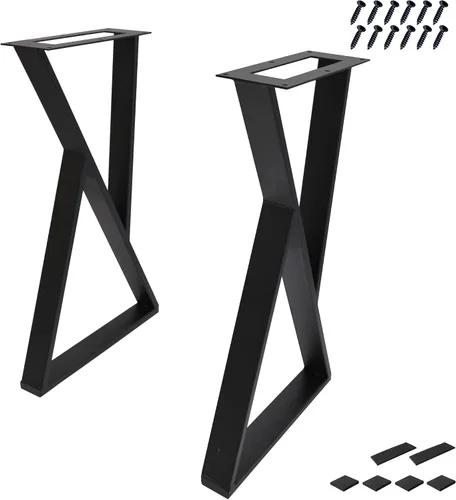 Vista 10 de Patas de mesa de metal resistentes de 16 pulgadas de alto, patas negras de hierro industrial, tubo cuadrado tipo Z, patas resistentes para muebles