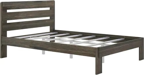 Vista 4 de Plank+Beam Cama individual moderna de granja, cabecera de tablones, marrón granero Barnwood Marrón