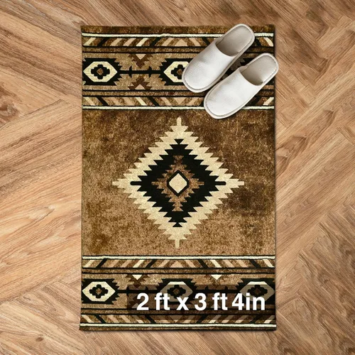 Vista 19 de YHSF South West - alfombra nativa americana del suroeste, fácil de limpiar, gruesa, suave y duradera, alfombra tribal inspirada en indios americanos