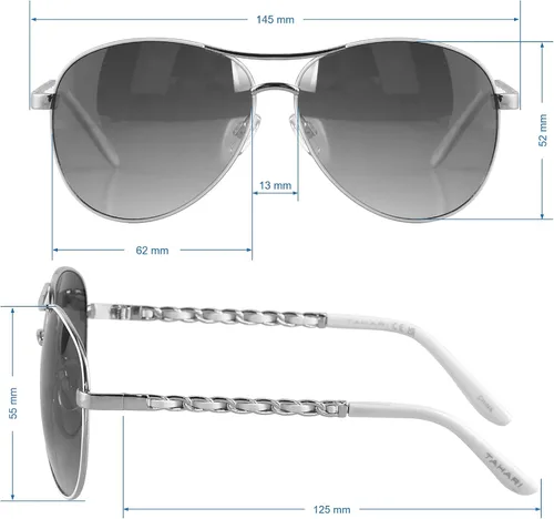 Vista 5 de TAHARI Th649 Metal 100 Uv Protective Womens Aviator Sunglasses Elegant Gifts for Her 59 Mm