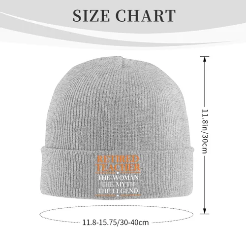Vista 2 de YvoneDBrownn Retired Teacher - The Woman is The Myth The Legend Beanie Hat for Men Women Winter Hat Cuffed Knit Skull Cap