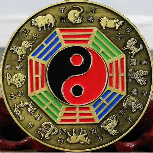 Vista 5 de Espejo chino de Feng Shui, espejo Bagua, espejo del zodiaco chino Bagua, espejo Feng Shui, espejo plano, colgante de decoración del hogar