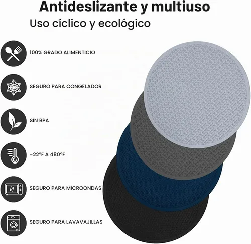 Vista 3 de Alfombrilla de silicona para microondas, almohadilla redonda resistente al