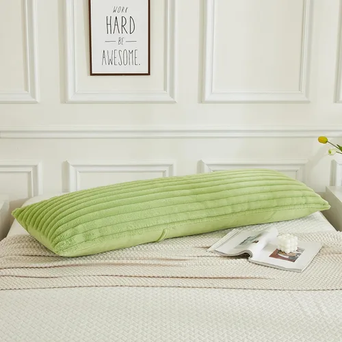 Vista 4 de JAUXIO - Funda de almohada corporal de piel sintética mullida, lujosa, decorativa con rayas, ultra suave y acogedora con cierre de cremallera de 21