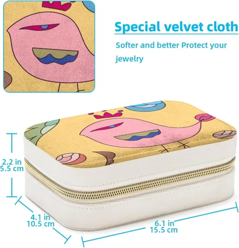 Vista 4 de IEDHFNGDBFV Flannel Small Jewelry Box Travel Jewelry Box Organizer for Women Girl Zipper Portable Jewelry Case for Ring, Pendant, Earring, Necklace