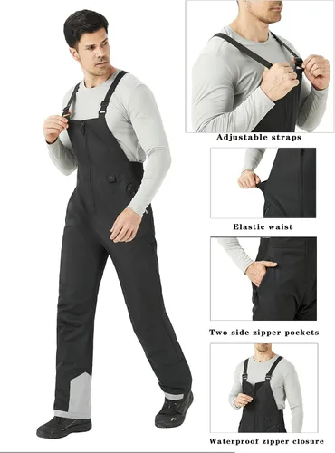 Vista 3 de WULFUL Mens Insulated Snow Bibs Waterproof Winter Ski Pants Snowboarding Overalls