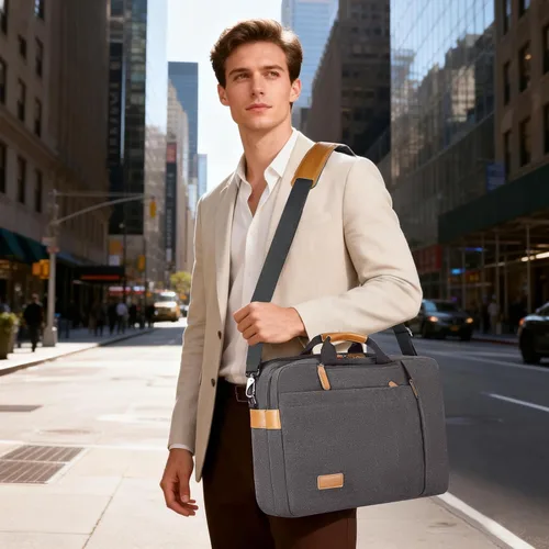 Vista 3 de ESTARER Bolsa de computadora portátil para hombres 3 en 1, bolsa de mensajero para portátil de 17-17.3 pulgadas para negocios, trabajo, viajes