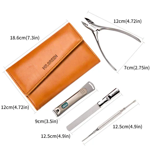 Vista 4 de Juego de manicura de 4 piezas, juegos de pedicura, cortaúñas de acero inoxidable profesional cortador de uñas con estuche de viaje