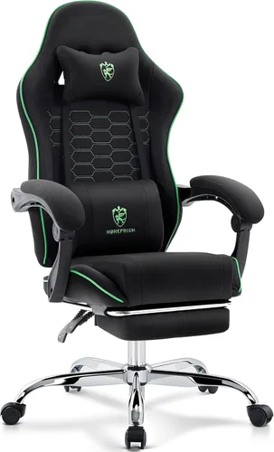 Vista 14 de Silla Gaming, Silla de Oficina para Computadora con Reposapiés, Soporte Lumbar de Masaje y Almohadilla de Gel, Silla Ergonómica Reclinable Ajustable