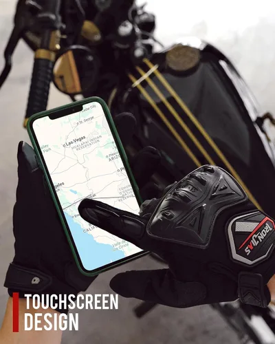 Vista 3 de BORLENI Guantes de montar en motocicleta, pantalla táctil, guantes de dedo completo, motocross, carreras, bicicleta, deportes al aire libre
