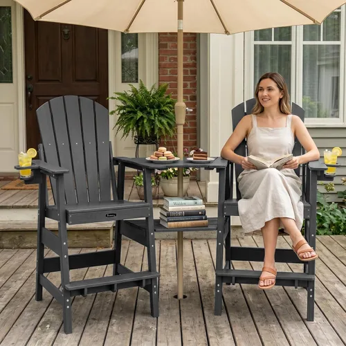 Vista 9 de FUNBERRY Silla alta Adirondack, silla de balcón superior alta con Gris