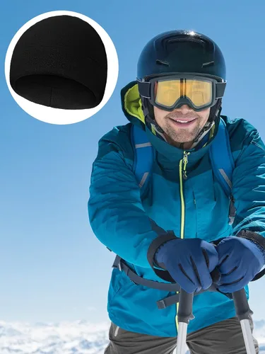 Vista 4 de 4 gorras de calavera para hombre, gorro de forro polar suave, grueso, resistente al viento, para exteriores, para mujer