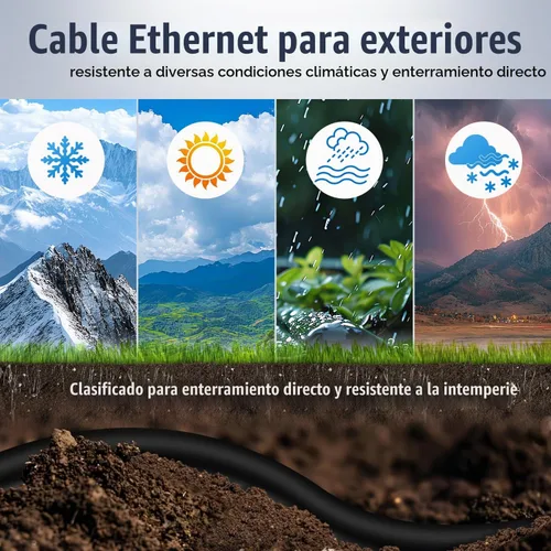 Vista 6 de XXONE Cable Ethernet Cat 7 para exteriores, cable de red Cat7 resistente 26 AWG, cable de conexión RJ45, velocidad de transmisión 10 GbpsAncho