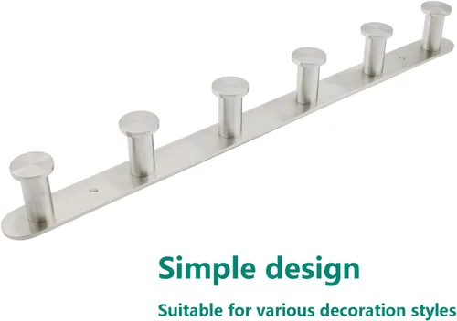 Vista 6 de Perchero montado en la pared, ganchos de acero inoxidable, perchero colgante de entrada resistente, perchero multiusos con 6 ganchos para plateado