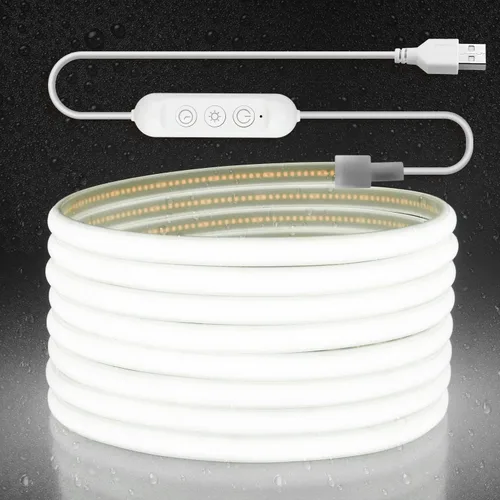 Vista 8 de Aclorol - Tira de luz LED COB de 5 V, impermeable, con autoadhesivo, 10 pies