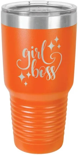Vista 14 de GIRL BOSS - Vaso grabado con láser de acero con recubrimiento de polvo para viaje, sin BPA, para mantener tu bebida fría o caliente, idea de regalo