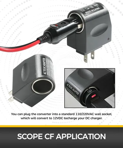 Vista 5 de Convertidor de CA a CC, Adaptador de Encendedor de Cigarrillos a Enchufe de Pared, Accesorios para Coche 120V/110V a 12V CA/CC Convertidor