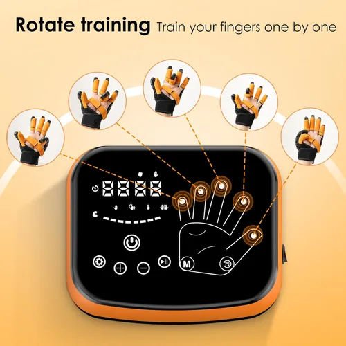 Vista 5 de Guantes robot de rehabilitación, equipo robótico de terapia de accidente cerebrovascular para adultos, dispositivo robótico de recuperación de Negro