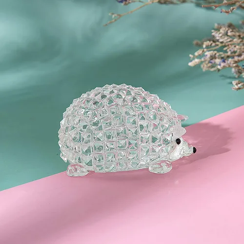 Vista 3 de LONGWIN Mini estatuas de vidrio erizo de cristal figuras coleccionables de animales de cristal adornos decorativos de mesa para el hogar