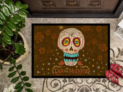 Vista 4 de Caroline's Treasures VHA3031MAT - Felpudo del Día de los Muertos de 18 x 27 pulgadas, para interiores y exteriores, para entrada, antideslizante