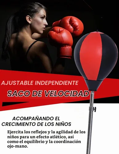 Vista 6 de Punching Bag for Adults with Stand, Speed Boxing Reflex Bag