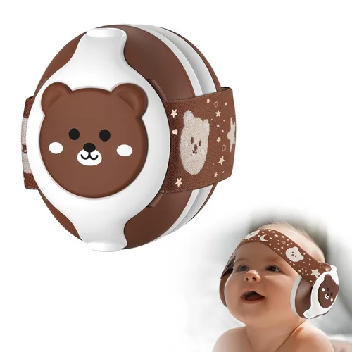 Vista 11 de YomauiYee Orejeras para bebés, protección de oídos para bebés de 0 a 36 meses, auriculares infantiles con diseño de oso pequeño y cancelación de Azul