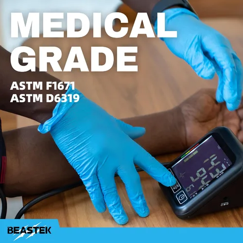 Vista 5 de Beastek Medical Nitrile Exam Gloves, 4.0 Mil, 1000 Pcs Powder-Free Latex-Free Non-Sterile Food Safe Disposable Glove, Blue